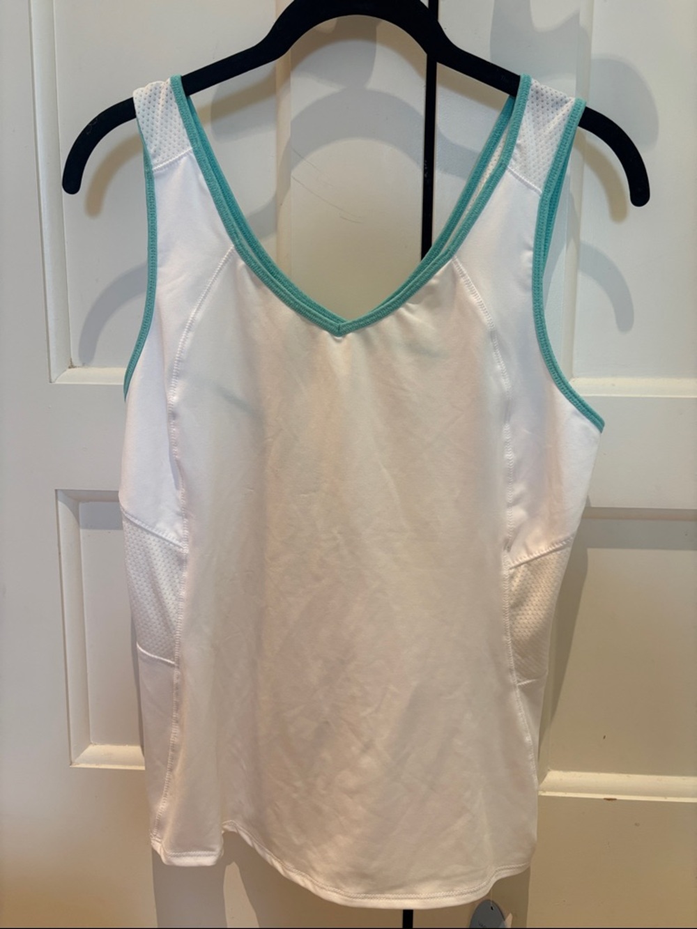 NWT Lucky in Love White Tennis Tank Top with Teal Trim